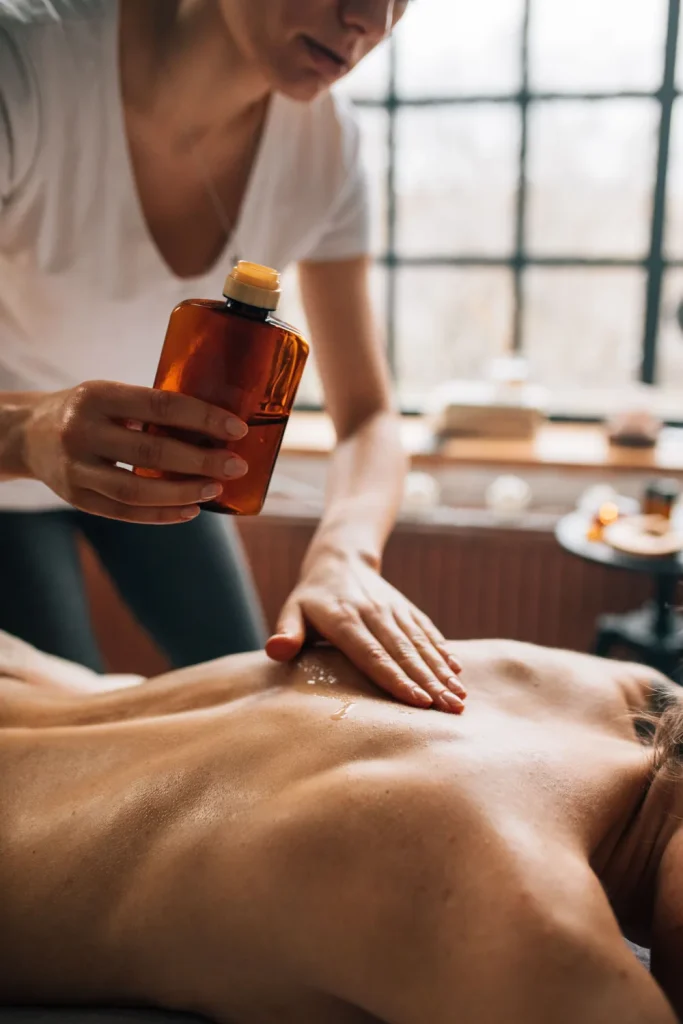 Masajes reductivos de espalda: qué pueden y qué no pueden cambiar 2 Aceite de masaje sobre la espalda